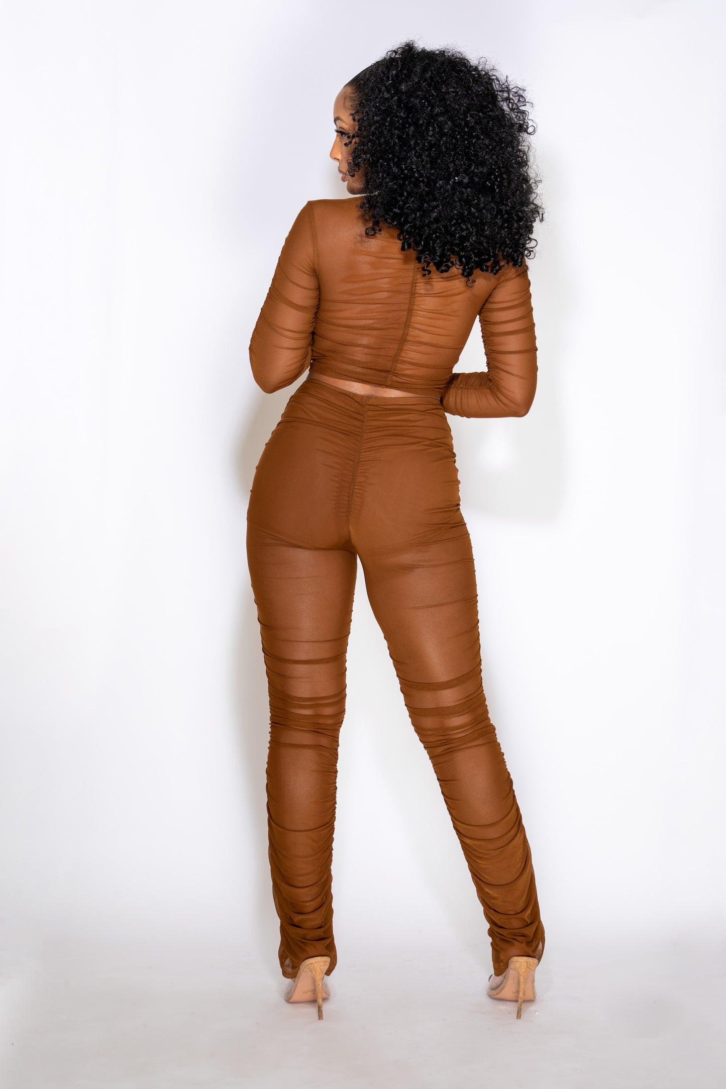 INDIDI CHOCOLATE BROWN RUCHED SET