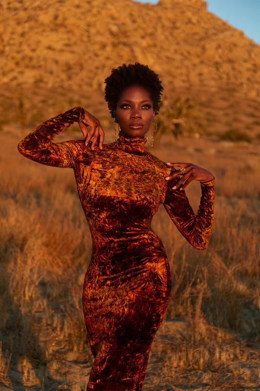 MARIA LOW BACK BROWN DRESS