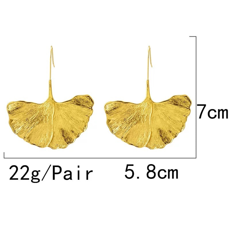 GOLD FAN LEAF EARRING